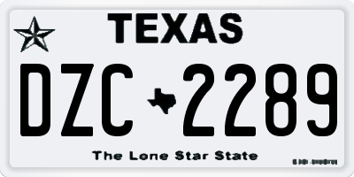 TX license plate DZC2289