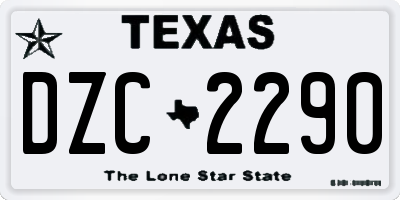 TX license plate DZC2290