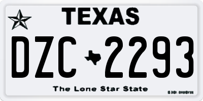 TX license plate DZC2293