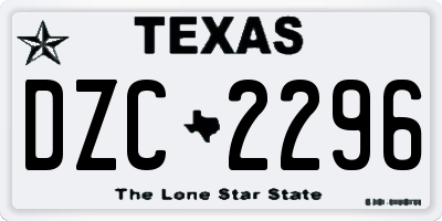 TX license plate DZC2296