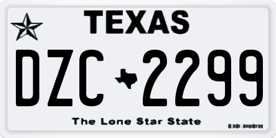 TX license plate DZC2299