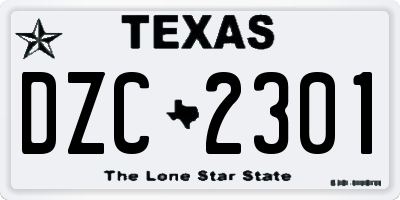TX license plate DZC2301