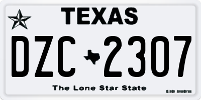 TX license plate DZC2307