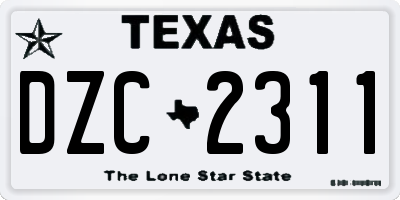 TX license plate DZC2311
