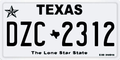 TX license plate DZC2312