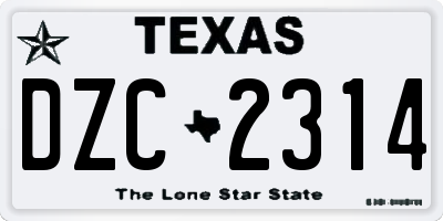 TX license plate DZC2314
