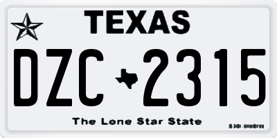 TX license plate DZC2315