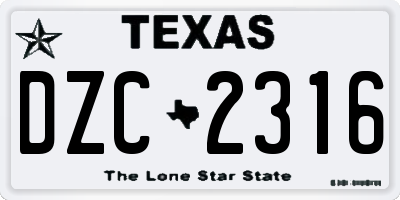 TX license plate DZC2316