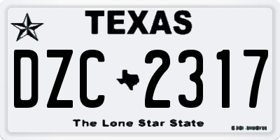 TX license plate DZC2317