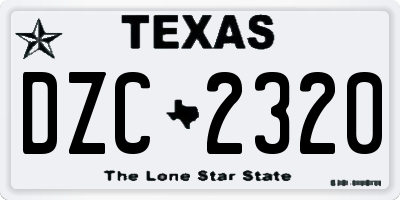 TX license plate DZC2320