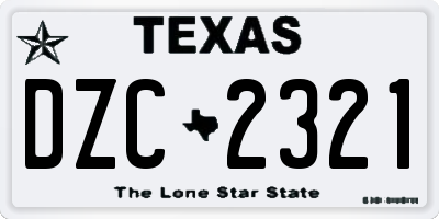 TX license plate DZC2321