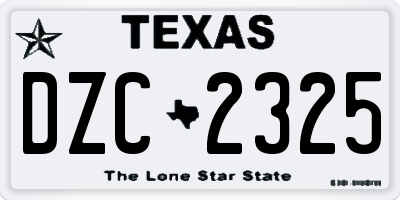 TX license plate DZC2325