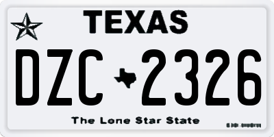 TX license plate DZC2326