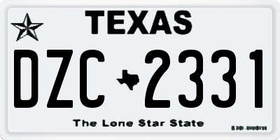 TX license plate DZC2331