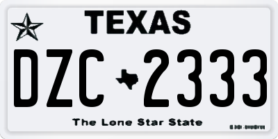 TX license plate DZC2333
