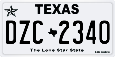 TX license plate DZC2340