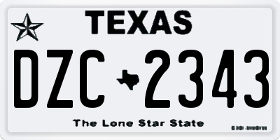 TX license plate DZC2343