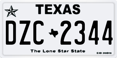 TX license plate DZC2344
