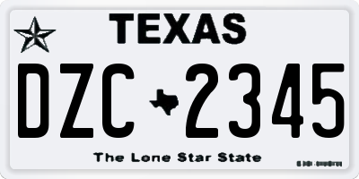 TX license plate DZC2345