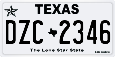 TX license plate DZC2346