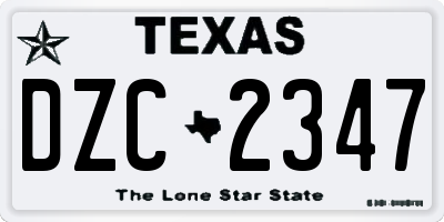TX license plate DZC2347