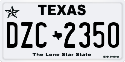 TX license plate DZC2350