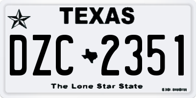 TX license plate DZC2351