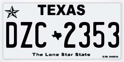 TX license plate DZC2353