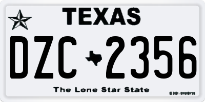TX license plate DZC2356