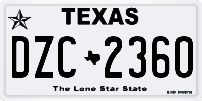 TX license plate DZC2360