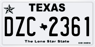 TX license plate DZC2361