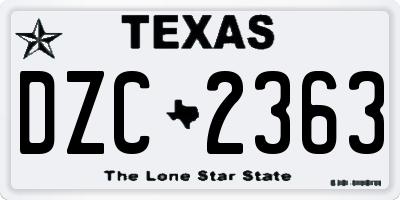 TX license plate DZC2363