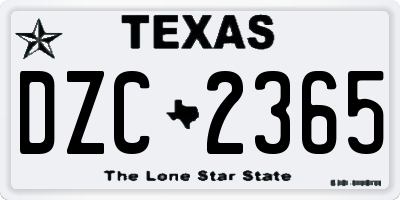 TX license plate DZC2365