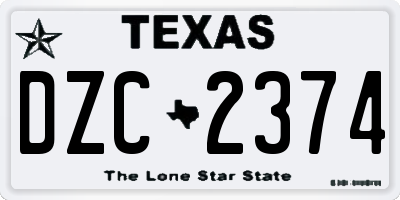 TX license plate DZC2374
