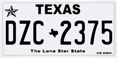 TX license plate DZC2375