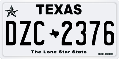 TX license plate DZC2376
