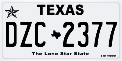 TX license plate DZC2377