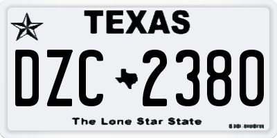 TX license plate DZC2380