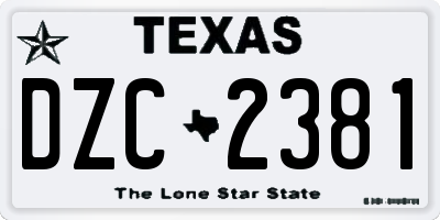 TX license plate DZC2381