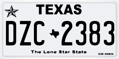 TX license plate DZC2383