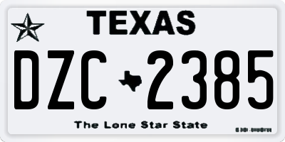 TX license plate DZC2385