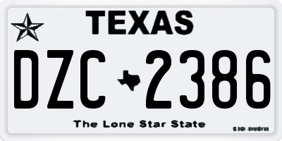 TX license plate DZC2386