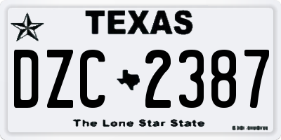 TX license plate DZC2387
