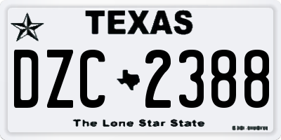 TX license plate DZC2388