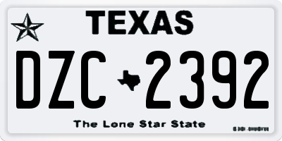 TX license plate DZC2392