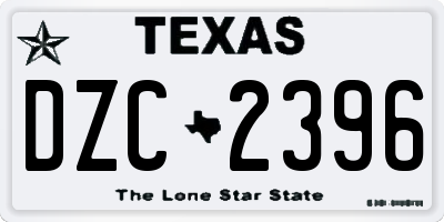 TX license plate DZC2396