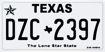 TX license plate DZC2397