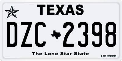 TX license plate DZC2398