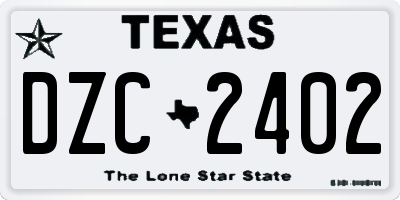 TX license plate DZC2402