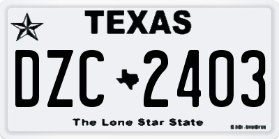TX license plate DZC2403